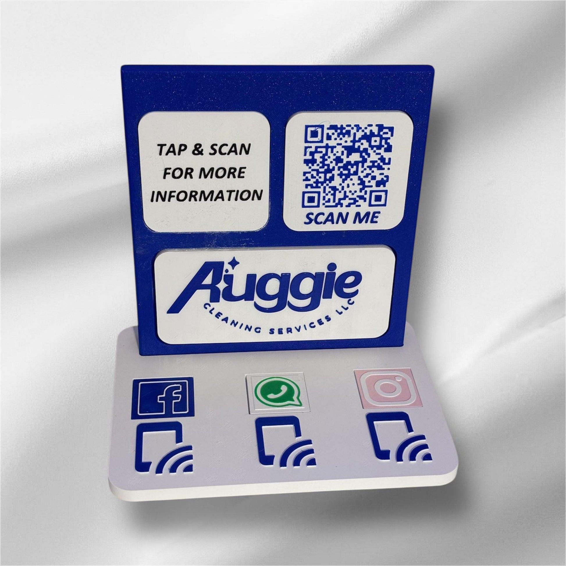Custom NFC Social Media Stand – Smart Display with QR & Logo Integration