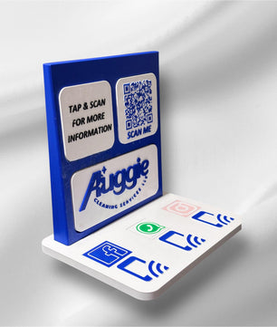 Custom NFC Social Media Stand – Smart Display with QR & Logo Integration