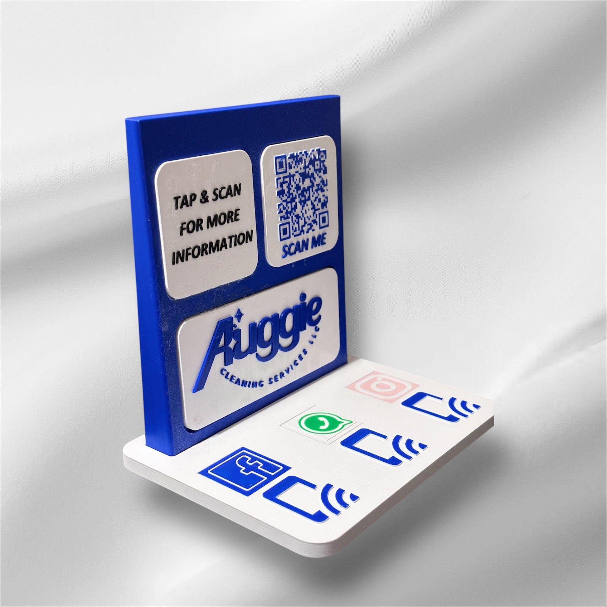 Custom NFC Social Media Stand – Smart Display with QR & Logo Integration