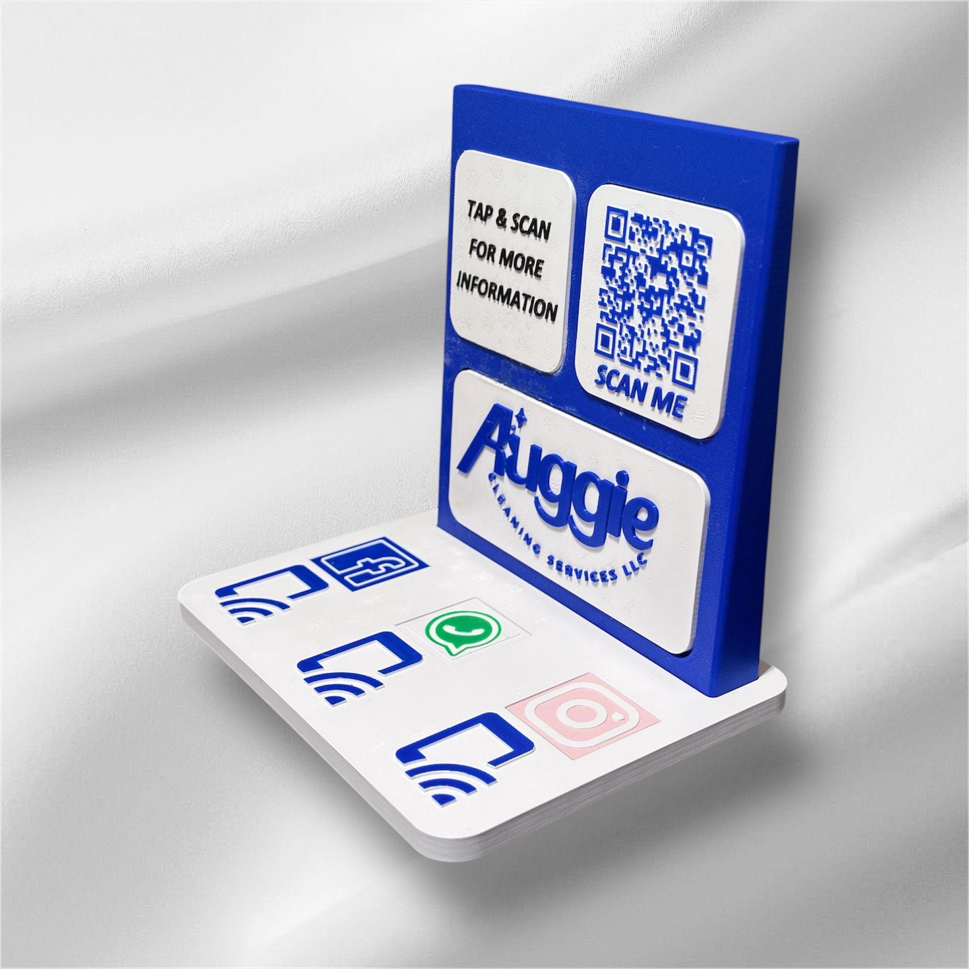 Custom NFC Social Media Stand – Smart Display with QR & Logo Integration