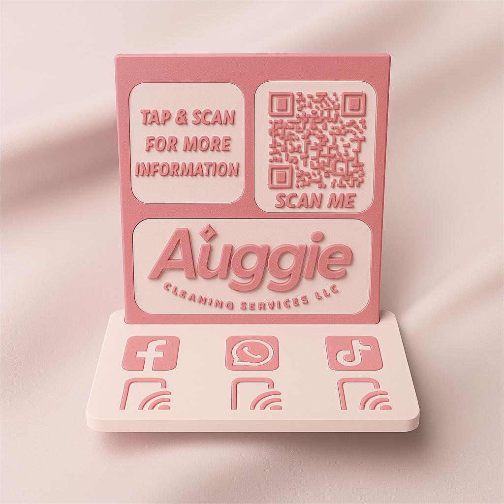 Custom NFC Social Media Stand – Smart Display with QR & Logo Integration