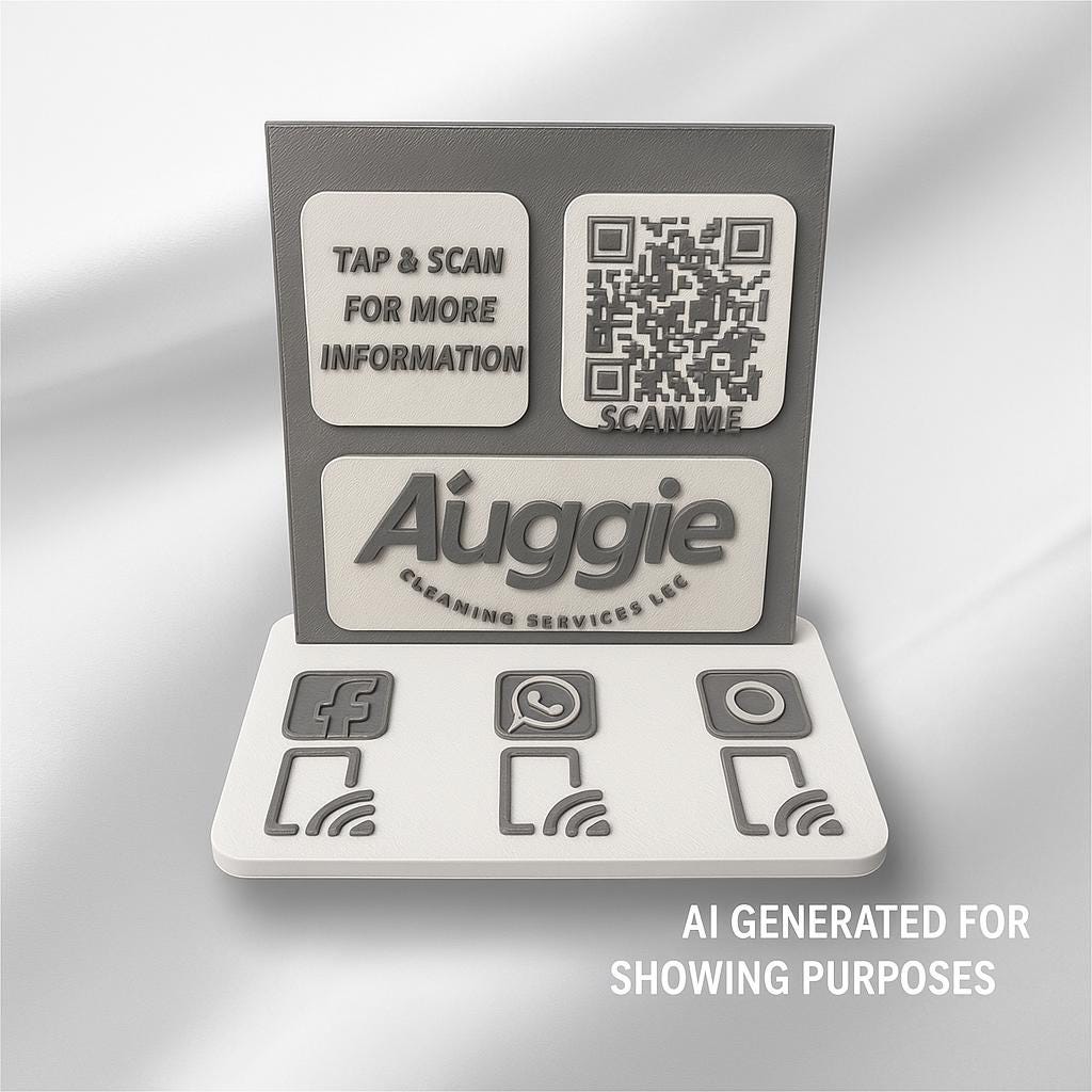 Custom NFC Social Media Stand – Smart Display with QR & Logo Integration