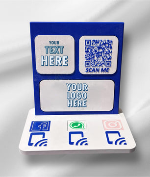Custom NFC Social Media Stand – Smart Display with QR & Logo Integration