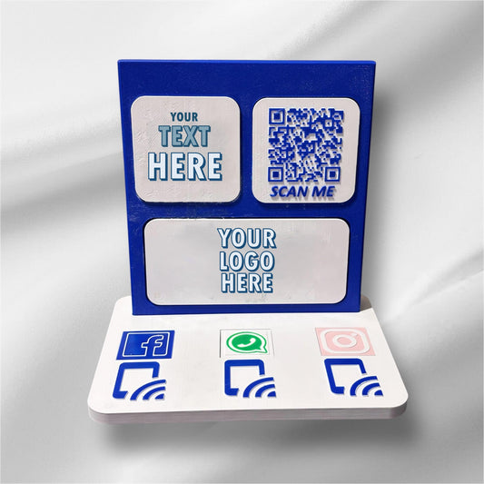 Custom NFC Social Media Stand – Smart Display with QR & Logo Integration