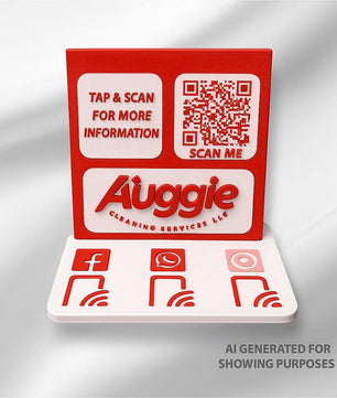 Custom NFC Social Media Stand – Smart Display with QR & Logo Integration