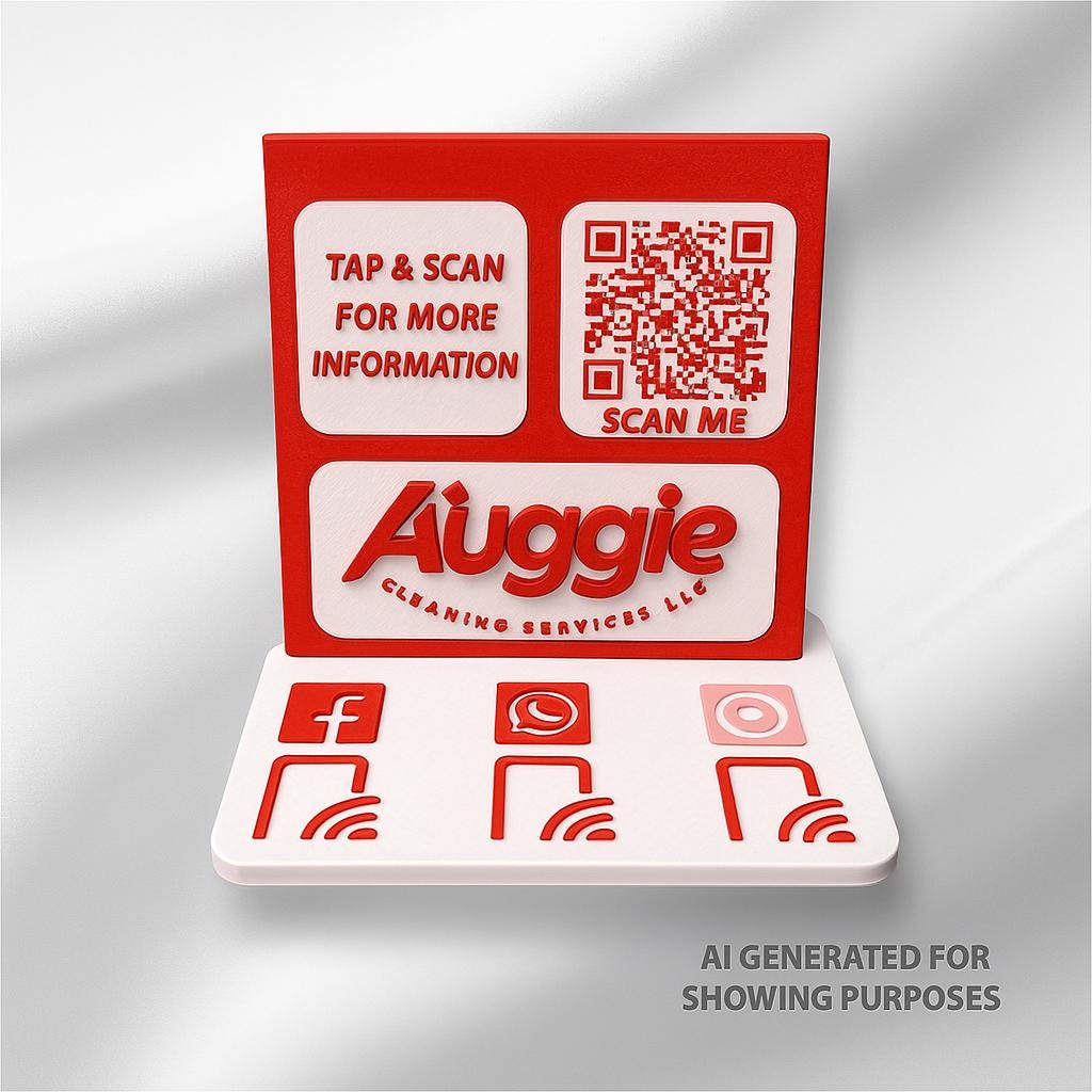 Custom NFC Social Media Stand – Smart Display with QR & Logo Integration