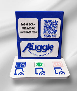 Custom NFC Social Media Stand – Smart Display with QR & Logo Integration