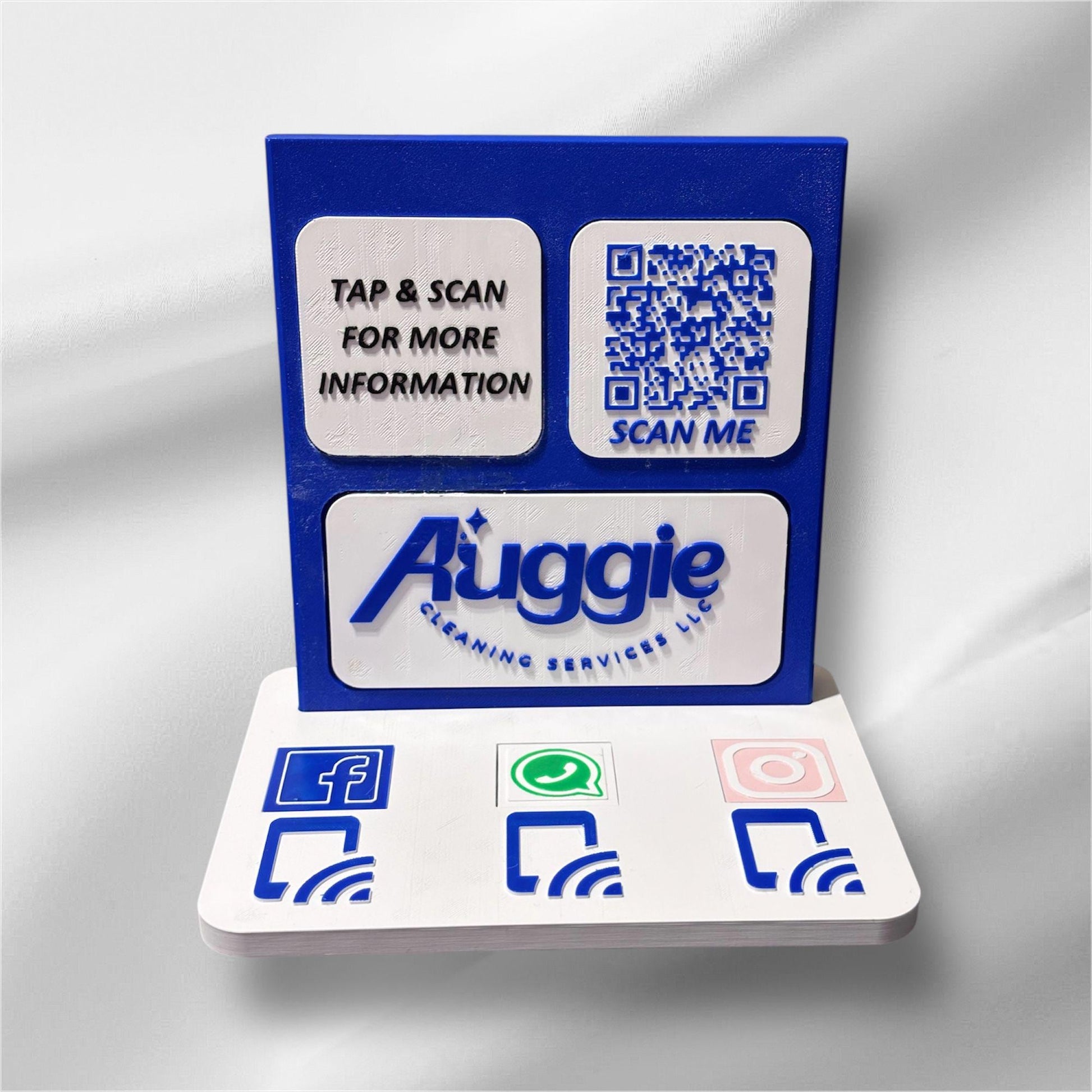 Custom NFC Social Media Stand – Smart Display with QR & Logo Integration