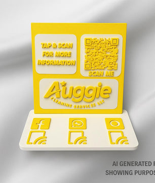 Custom NFC Social Media Stand – Smart Display with QR & Logo Integration