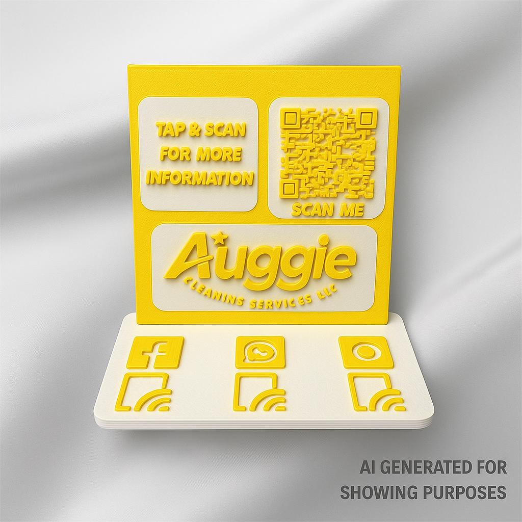 Custom NFC Social Media Stand – Smart Display with QR & Logo Integration