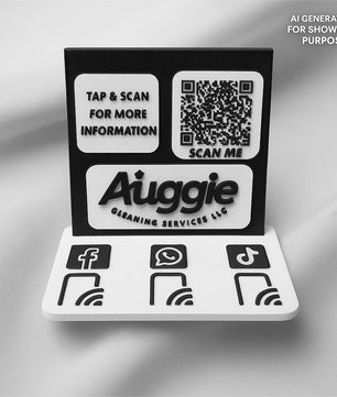 Custom NFC Social Media Stand – Smart Display with QR & Logo Integration